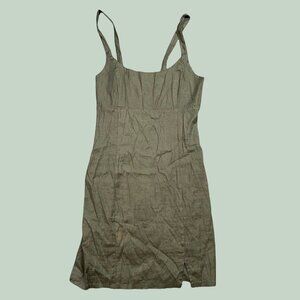 Monrow Linen Cami Dress Olive Green Mini Tight Summer Women's Size Medium